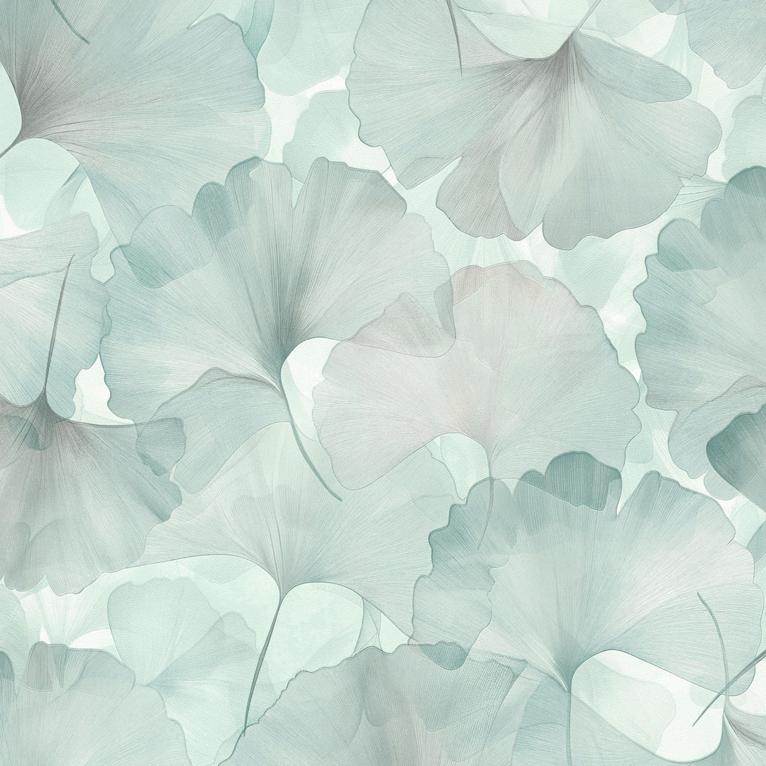 Tapetai su smulkiais ginkmedžio lapais, ERISMANN, mėlyna/turkio spalvos - 3774752