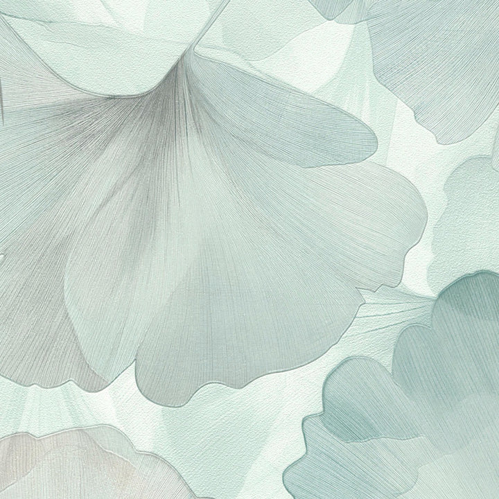 Tapetai su smulkiais ginkmedžio lapais, ERISMANN, mėlyna/turkio spalvos - 3774752