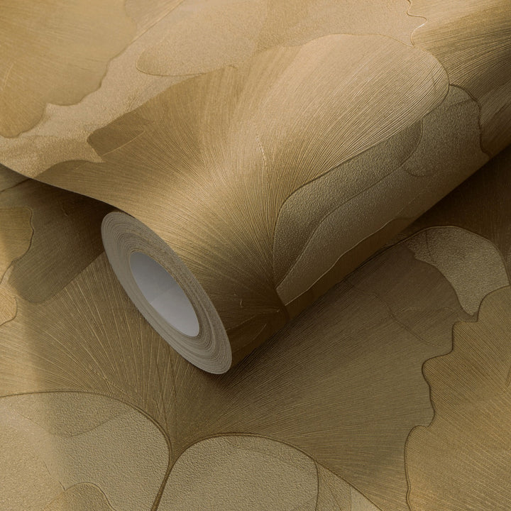 Tapetai su smulkiais ginkmedžio lapais, ERISMANN, aukso spalvos - 3774766