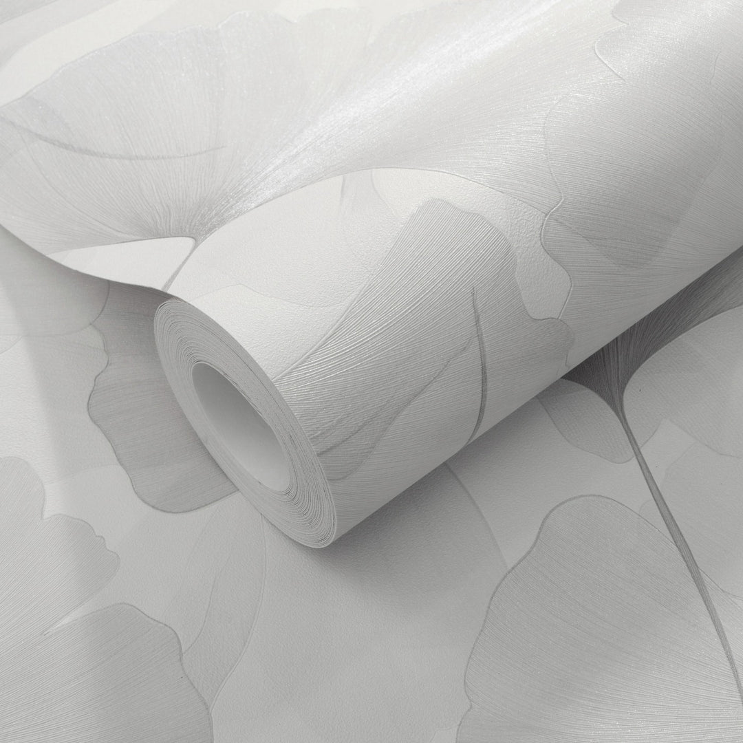 Tapetai su smulkiais ginkmedžio lapais, ERISMANN, šviesiai pilka - 3774767