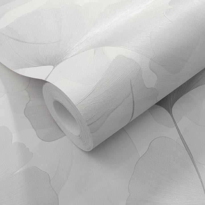 Tapetai su smulkiais ginkmedžio lapais, ERISMANN, šviesiai pilka - 3774767