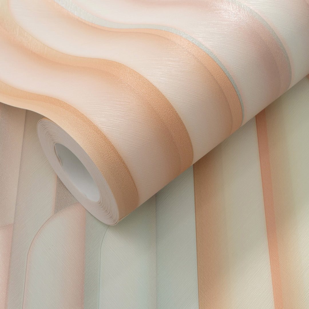 Tapetai su dryžuotu grafiniu raštu, ERISMANN, rožinė/turkio spalva - 3775101