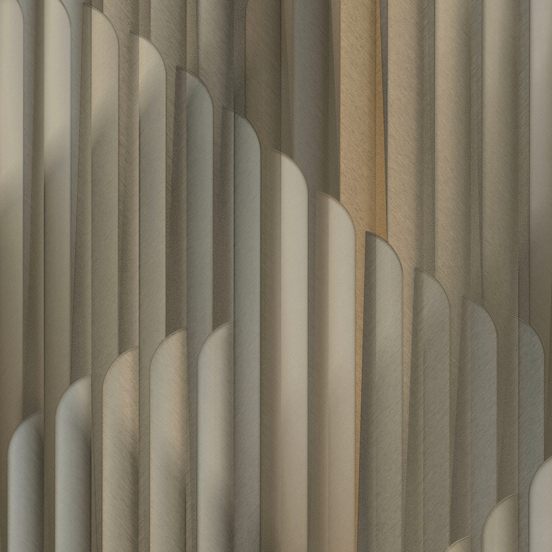 Tapetai su dryžuotu grafiniu piešiniu, ERISMANN, rudi/auksiniai/žalsvi - 3775113