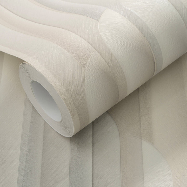 Tapetai su dryžuotu grafiniu raštu, ERISMANN, šviesiai pilka/kreminė - 3775133