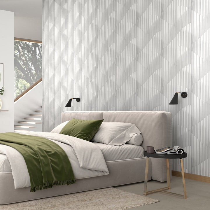 Tapetai su dryžuotu grafiniu raštu, ERISMANN, šviesiai pilka/kreminė - 3775133