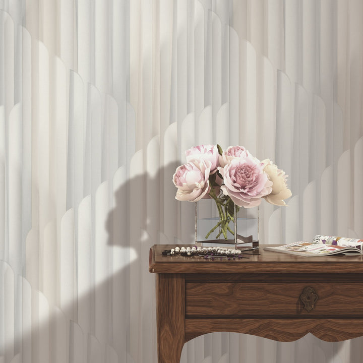 Tapetai su dryžuotu grafiniu raštu, ERISMANN, šviesiai pilka/kreminė - 3775133