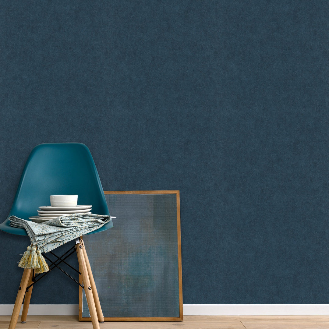 Vienspalviai tapetai ERISMANN su elegantišku blizgesiu, tamsiai mėlyna - 3775427