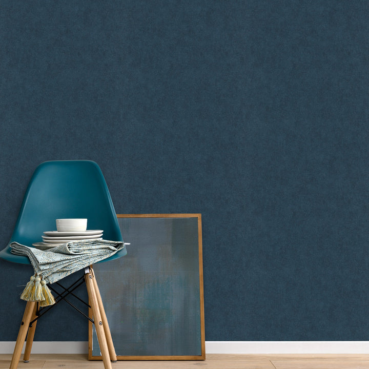 Vienspalviai tapetai ERISMANN su elegantišku blizgesiu, tamsiai mėlyna - 3775427