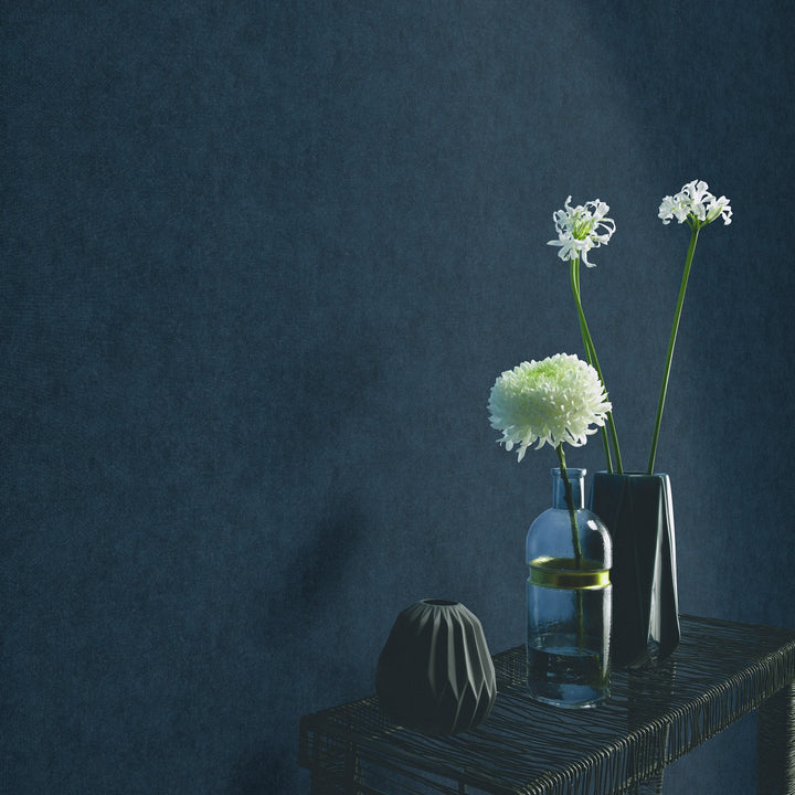 Vienspalviai tapetai ERISMANN su elegantišku blizgesiu, tamsiai mėlyna - 3775427