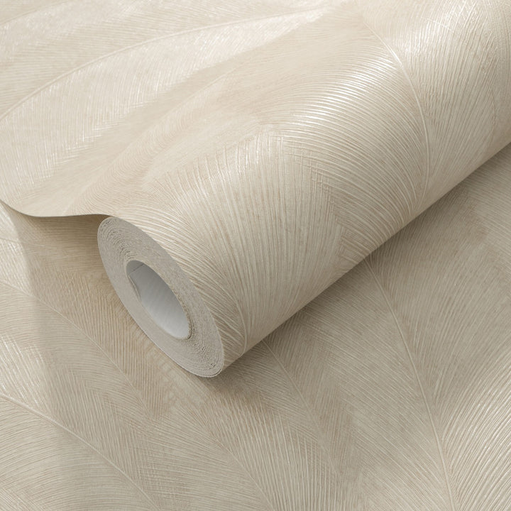 Tapetai su elegantiškais ir šiek tiek blizgiais lapais, smėlio spalvos - 3776062