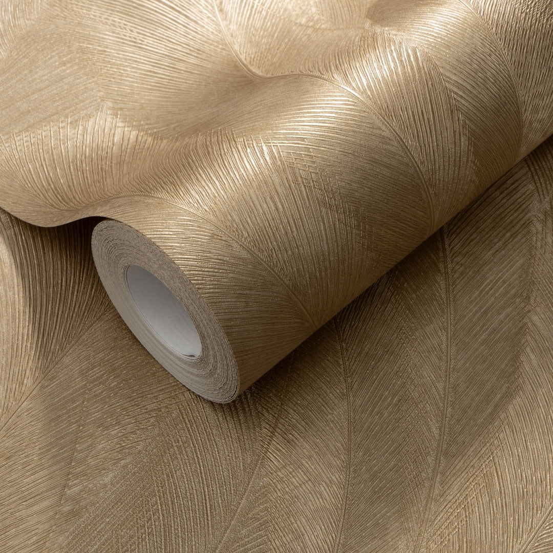 Tapetai su elegantiškais ir šiek tiek blizgiais lapais, aukso spalvos - 3776116