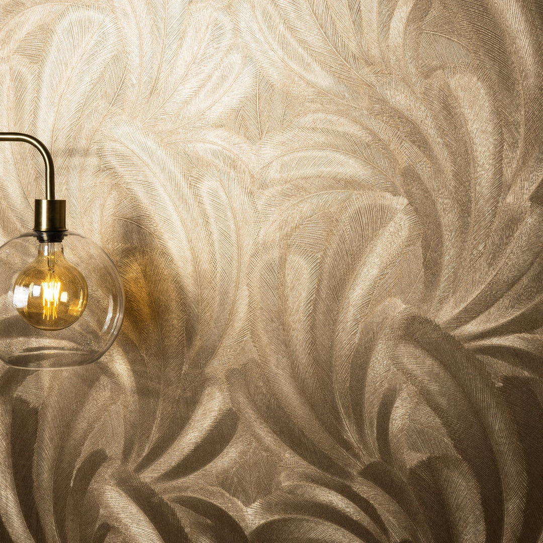 Tapetai su elegantiškais ir šiek tiek blizgiais lapais, aukso spalvos - 3776116