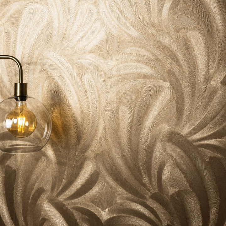 Tapetai su elegantiškais ir šiek tiek blizgiais lapais, aukso spalvos - 3776116