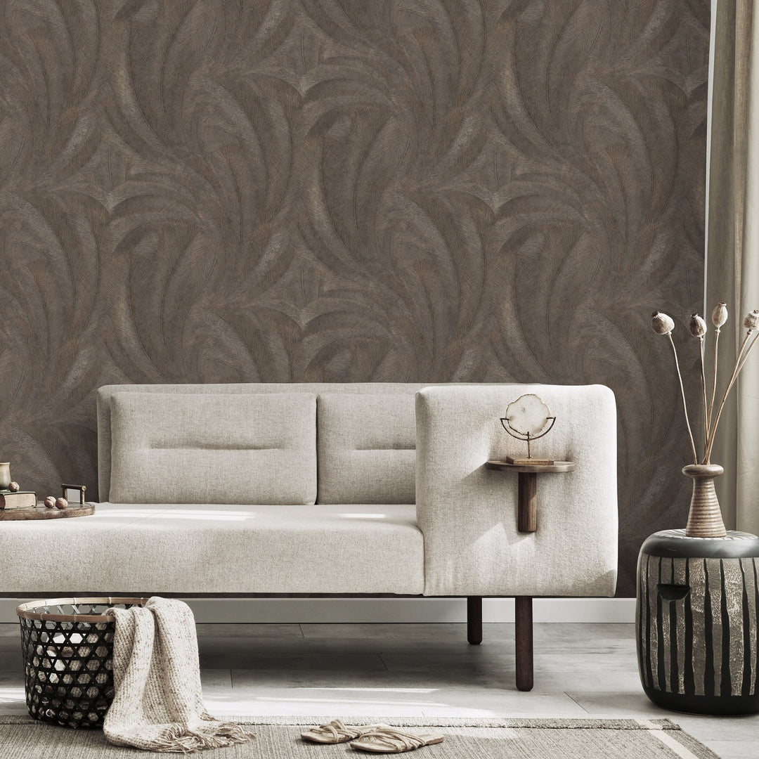 Tapetai su elegantiškais ir šiek tiek blizgančiais lapais, rudi/auksiniai - 3776137