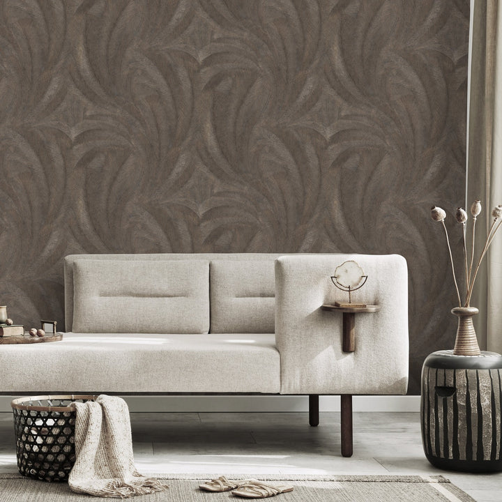 Tapetai su elegantiškais ir šiek tiek blizgančiais lapais, rudi/auksiniai - 3776137