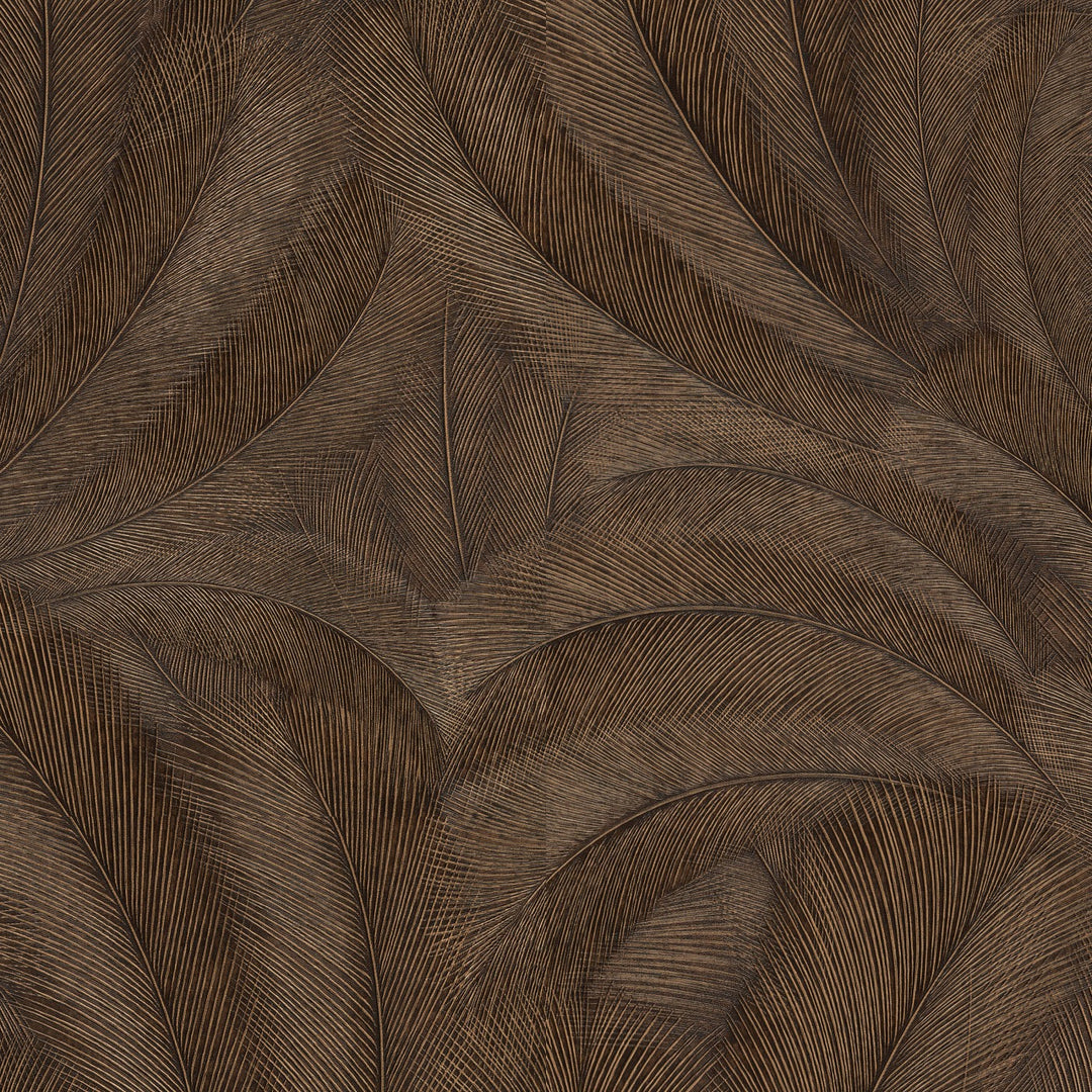 Tapetai su elegantiškais ir šiek tiek blizgančiais vario spalvos lapais - 3776140