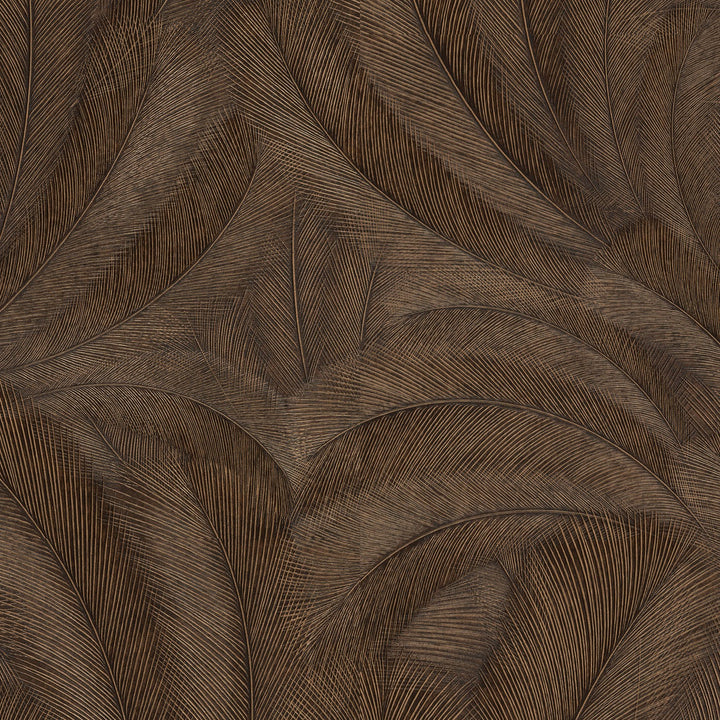 Tapetai su elegantiškais ir šiek tiek blizgančiais vario spalvos lapais - 3776140