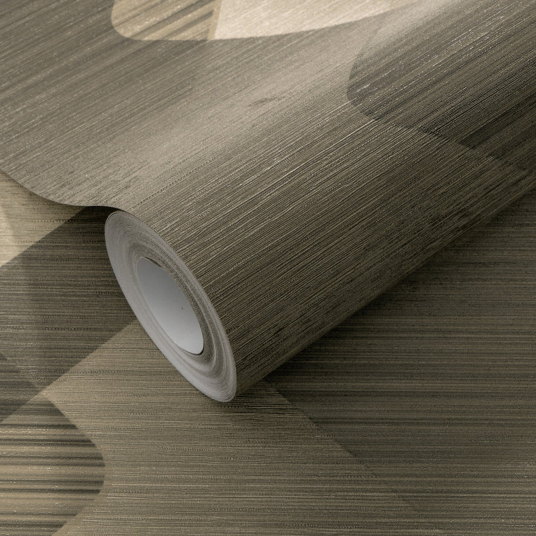 Tapetai su blizgučiais ir smulkiomis linijomis, rudi/auksiniai - 3776553