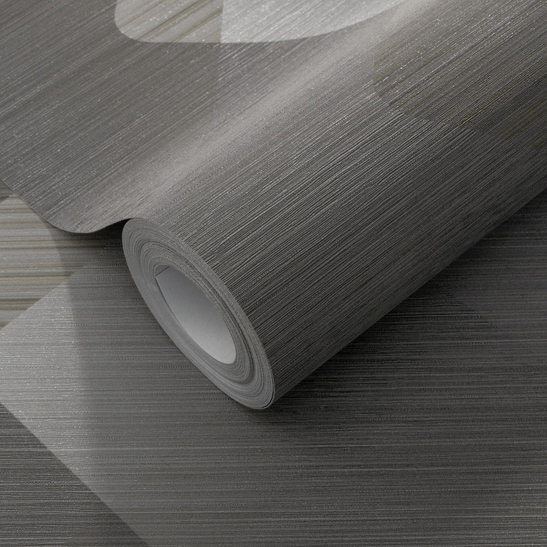 Tapetes ar mirdzošiem efektiem un smalkām līnijām, tumši pelēkā - 3776613