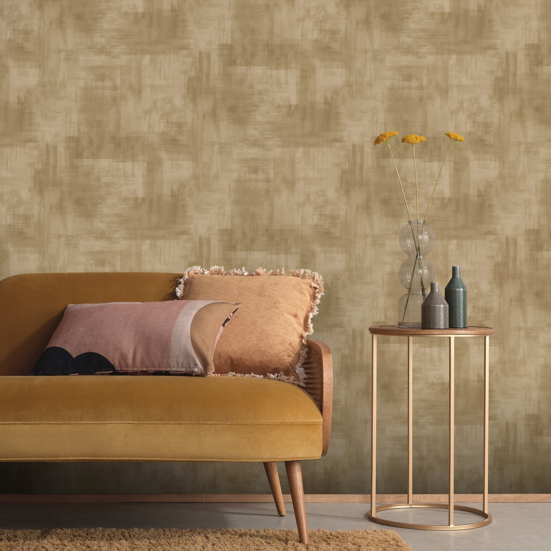 Minimalistiniai aukso spalvos tapetai su subtiliu blizgesio efektu - 3776736