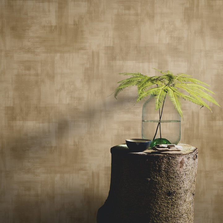 Minimalistiniai aukso spalvos tapetai su subtiliu blizgesio efektu - 3776736