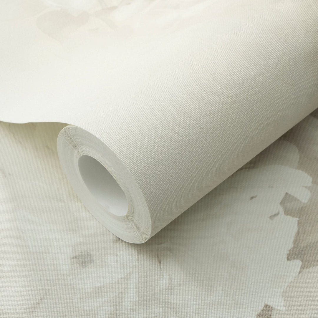 Romantiški tapetai su subtiliomis gėlių formomis, kreminės spalvos - 4005246