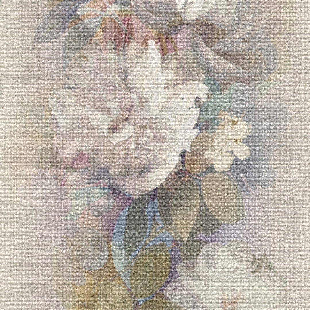 Romantiški tapetai su subtiliomis gėlių formomis, rožinės/žalios/violetinės spalvos - 4005255