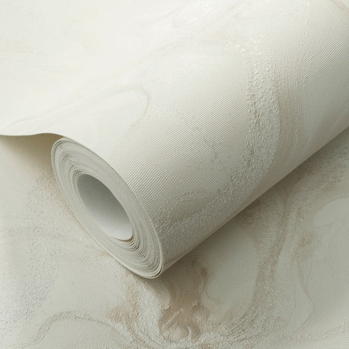 Tapetti orgaanisilla marmoripyörteillä ja kiiltävällä efektillä, kerma - 4005426