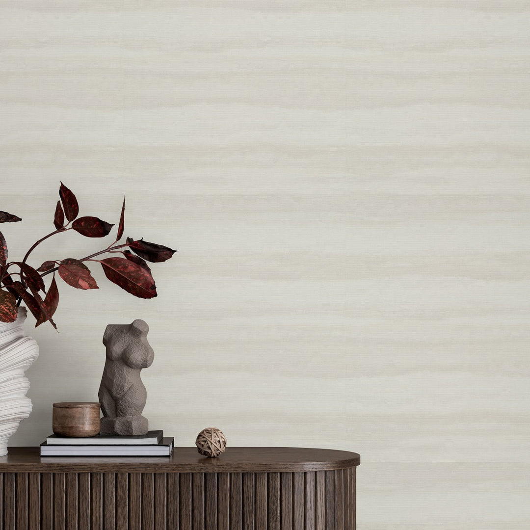 Kreminės spalvos tapetai su subtilia banguota tekstūra - 4005556