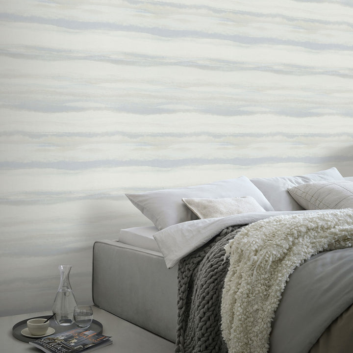 Šviesiai mėlynų ir pilkų atspalvių tapetai su subtilia banguota tekstūra - 4005627