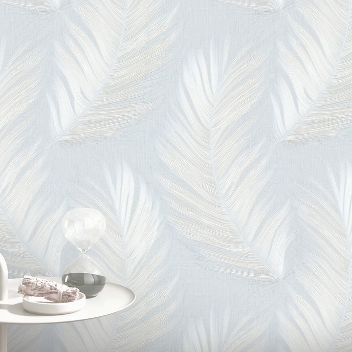 Tapetti suurilla lehdillä, ERISMANN, vaaleansininen ja valkoinen - 4005773