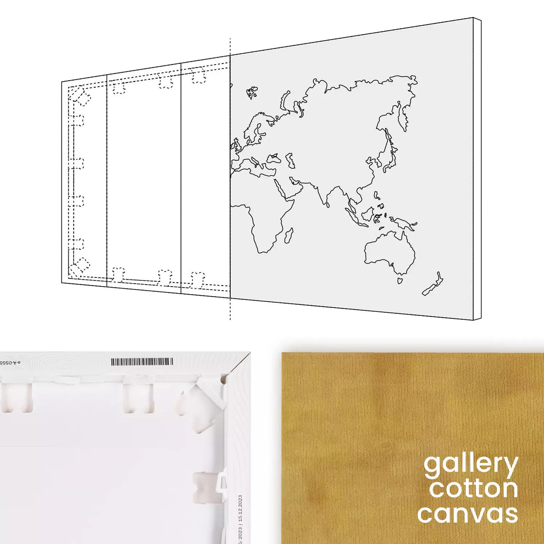 Картина большого формата - Политическая карта мира со странами на светлом фоне, 132356