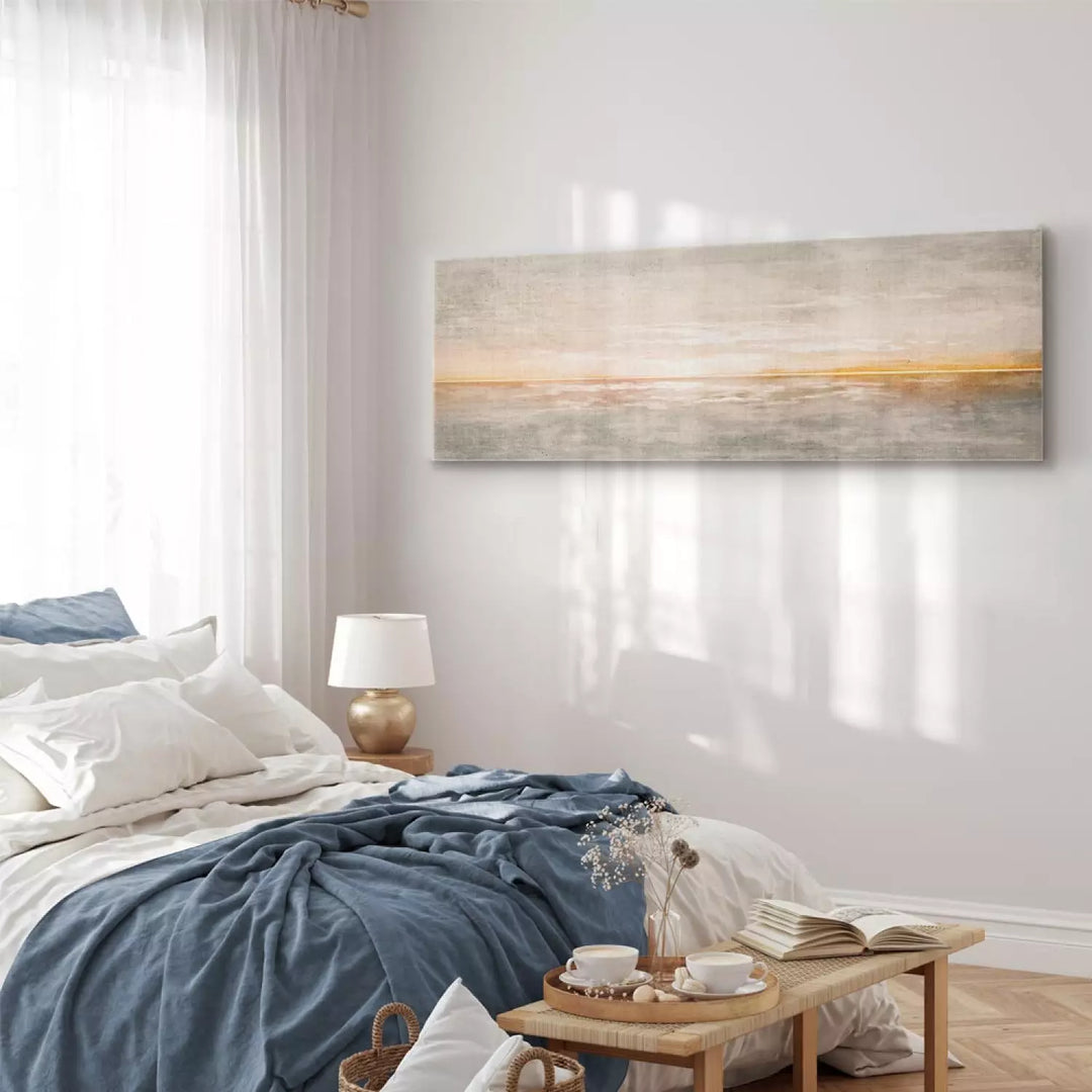 Kanva - Jūras ainava - minimālistisks saulriets ar nobružātu tekstūru, 143783