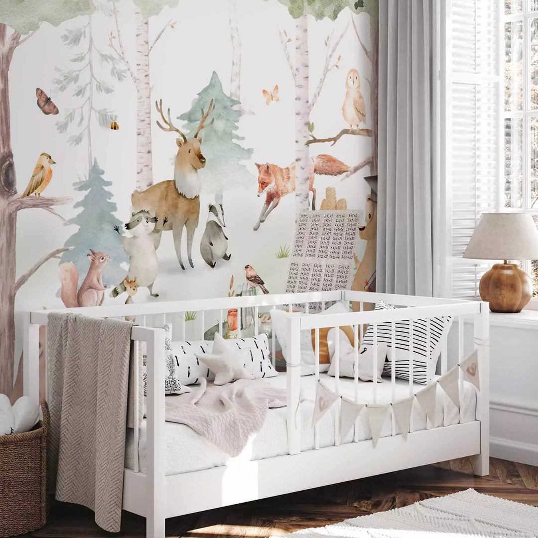 Фотообои - Медведь учит других животных в кругу природы, 149204