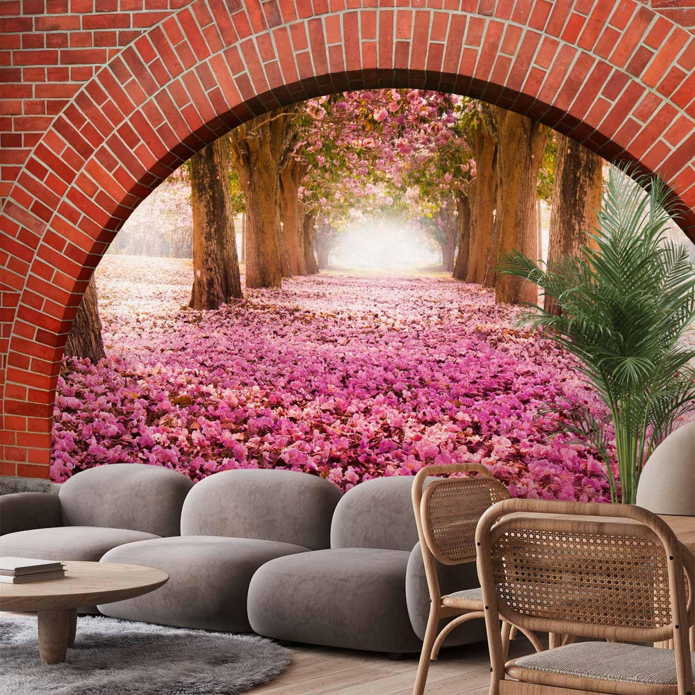 Fototapete Arka un Rozā Ziedlapiņas | 3D Parks | Romantisks Dekors G-ART