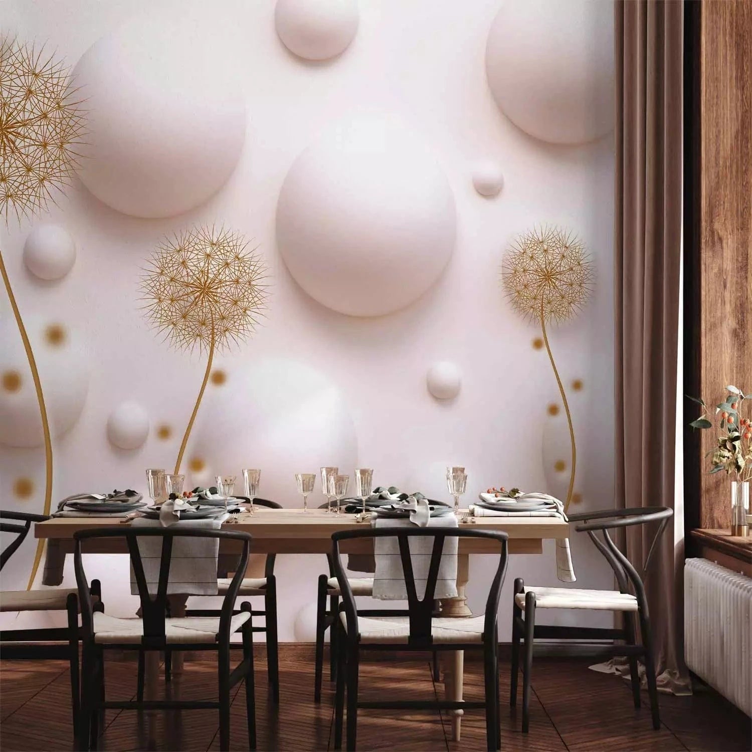 3D fototapetes uz sienas - Abstrakcija ar ziedu motīvu maigos toņos Tapetenshop.lv