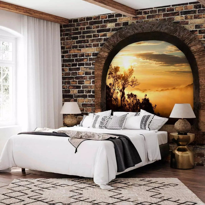 3D fototapetes ar perspektīvu - Akmens logs: rītas migla, 97952 Tapetenshop.lv