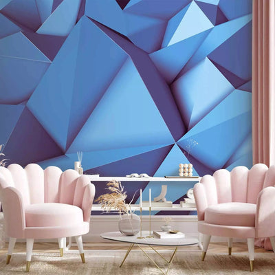 3D Wall Murals - Abstract Geometric 3D Illusion - Composition Blue G -Art