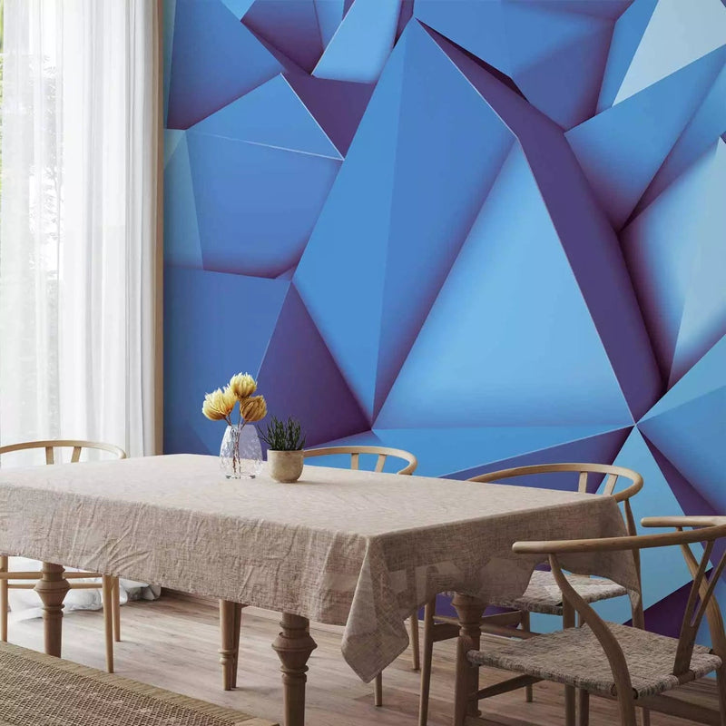 3D Wall Murals - Abstract Geometric 3D Illusion - Composition Blue G -Art