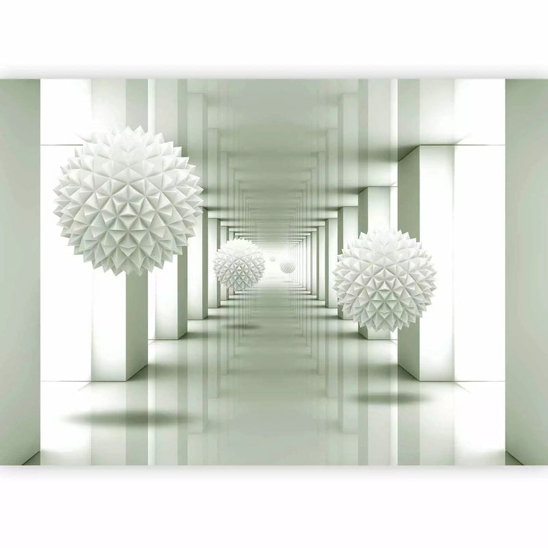 3D Wall Murals - Abstract with tunnel, columns and geometric spheres in G-ART