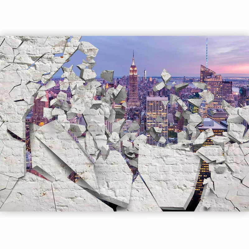 3D Fototapeet New Yorgi öine vaade läbi telliskiviseina, 63953 G-ART