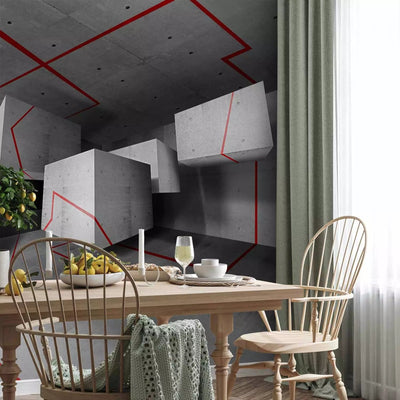 Today's 3D Wall Murals - red track, 97035, gray-color-art