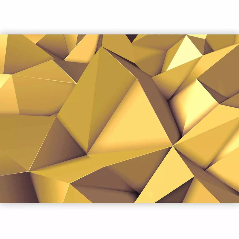 3D fototapetes - Abstrakta ģeometriska 3D ilūzija - kompozīcija zeltā G-ART