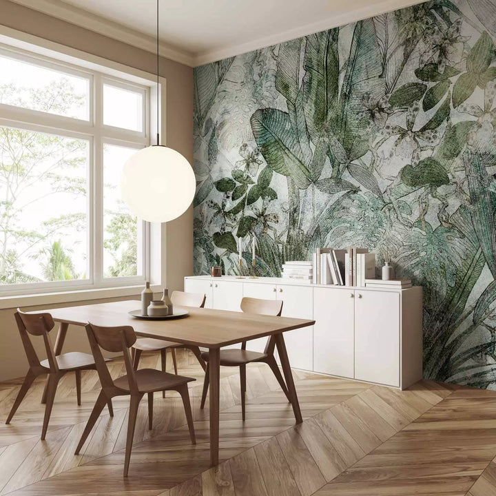 Wall Murals with green leaves - Light dew, 135350