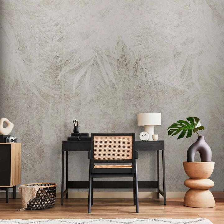 Wall Murals - beige abstract background with leaves, 148598