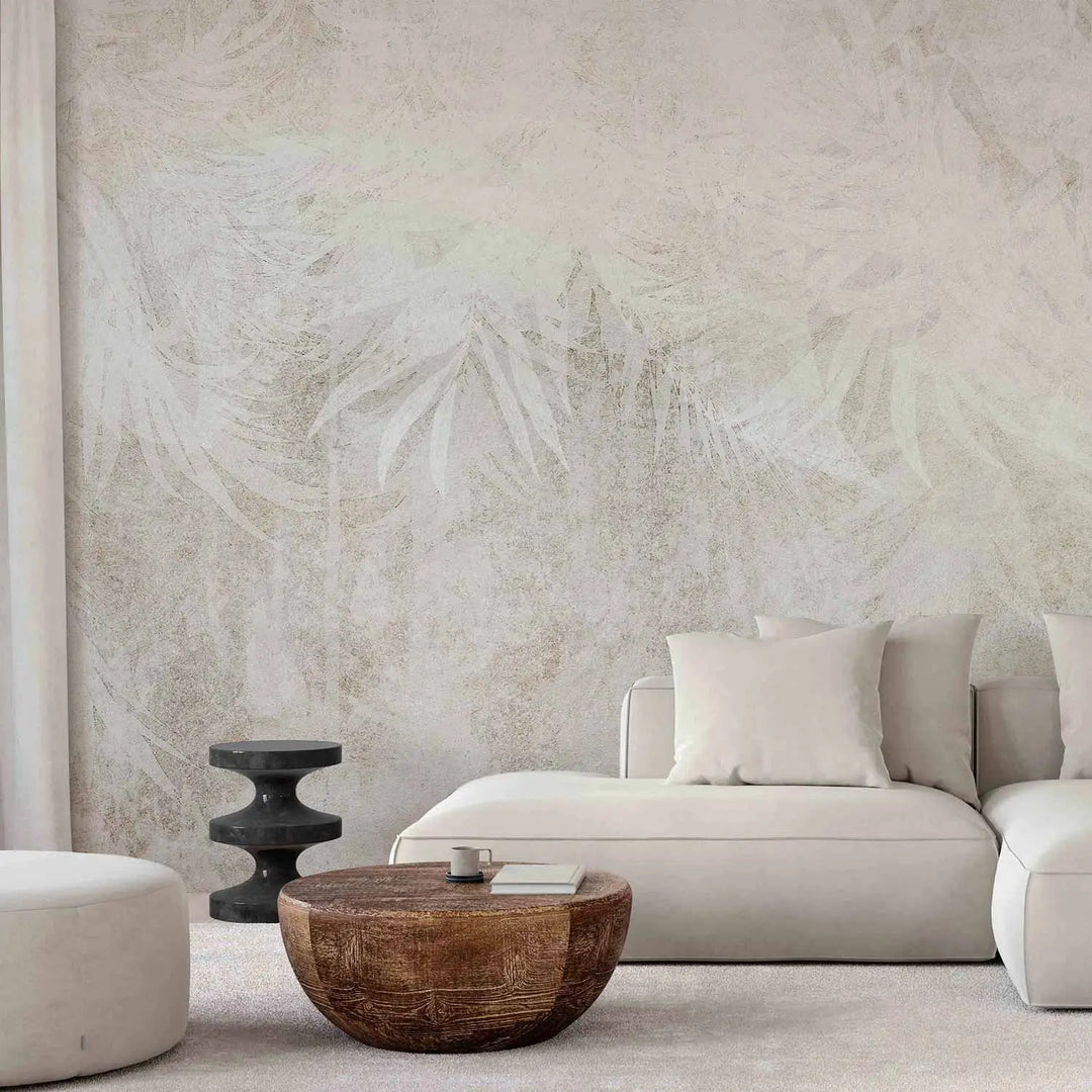 Wall Murals - beige abstract background with leaves, 148598