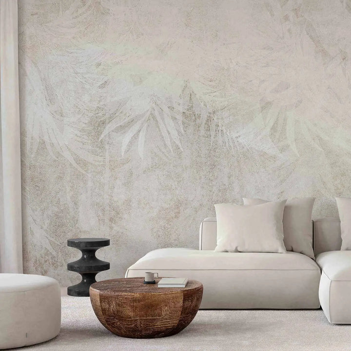 Wall Murals - beige abstract background with leaves, 148598