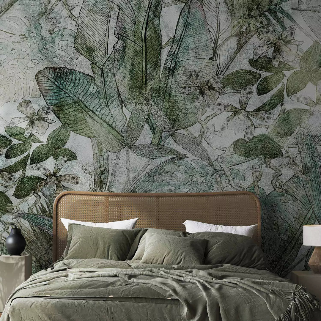Wall Murals with green leaves - Light dew, 135350