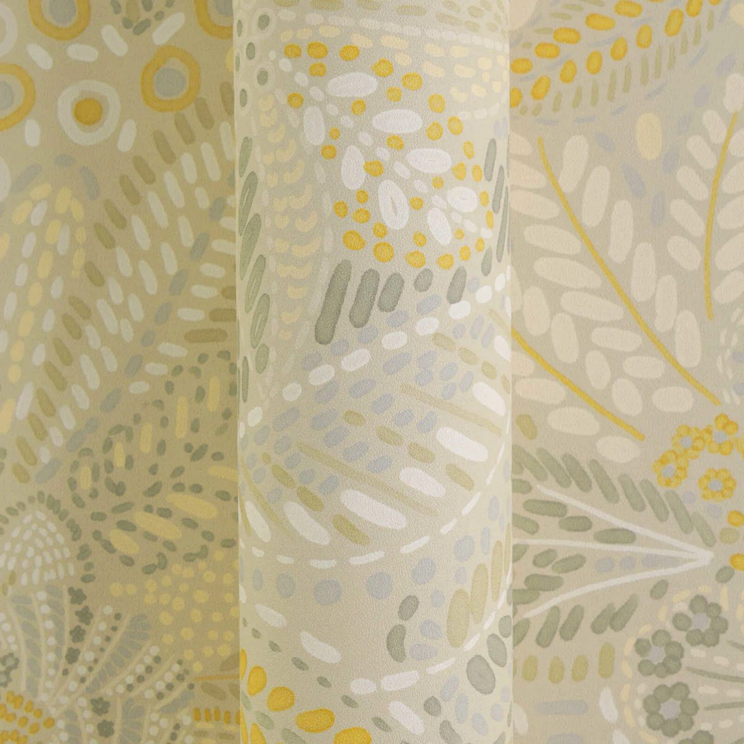 Non-woven wallpaper with harmonious plant motif and delicate leaves | beige, cream - 2763736
