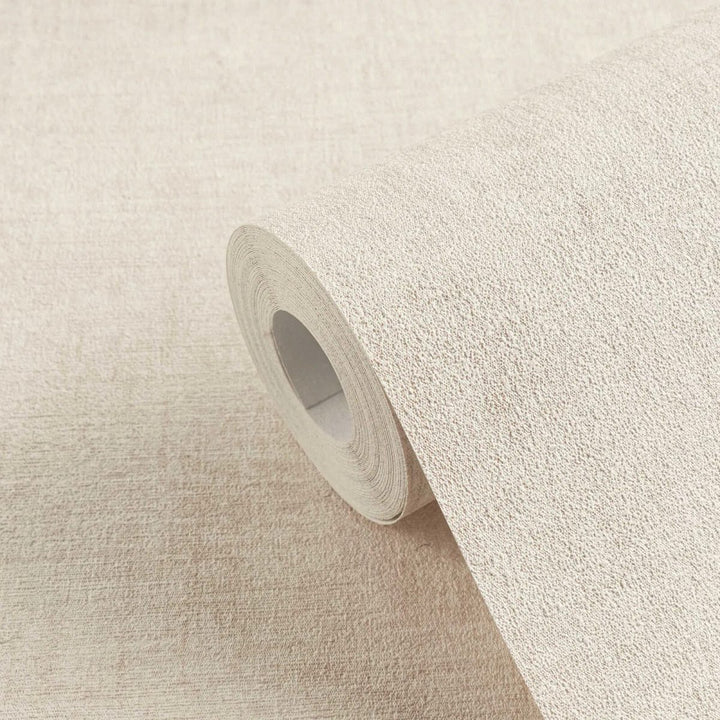 Plain non-woven wallpaper with natural linen texture | cream - 3007652